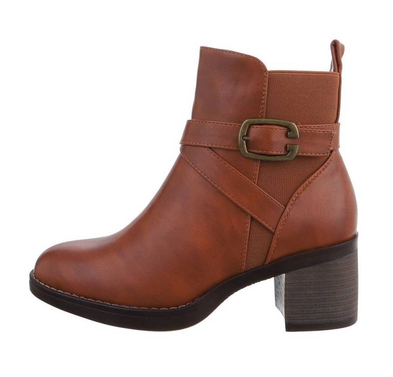 Ital-Design Damen Freizeit Stiefelette (81775086) Blockabsatz Klassische Stiefeletten in Camel von Ital-Design