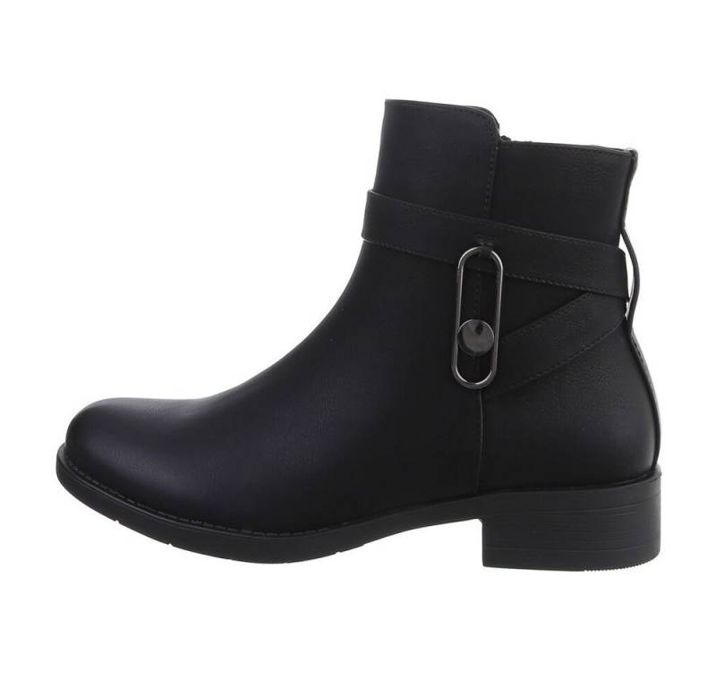 Ital-Design Damen Freizeit Stiefelette (81775212) Blockabsatz Flache Stiefeletten in Schwarz von Ital-Design