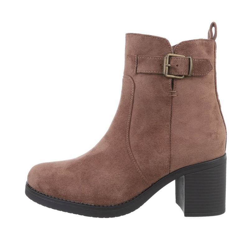 Ital-Design Damen Freizeit Stiefelette (85303583) Blockabsatz Klassische Stiefeletten in Hellbraun von Ital-Design