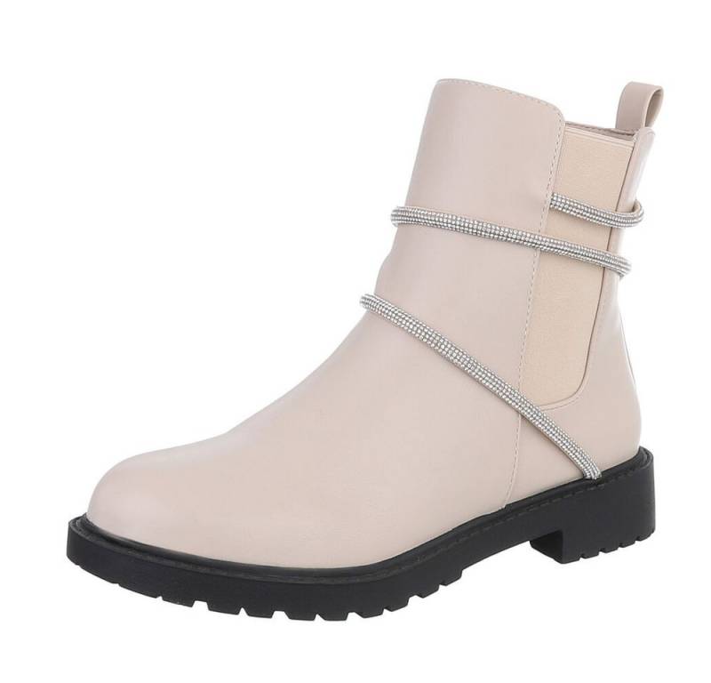 Ital-Design Damen Freizeit Stiefelette (87108763) Blockabsatz Flache Stiefeletten in Beige von Ital-Design
