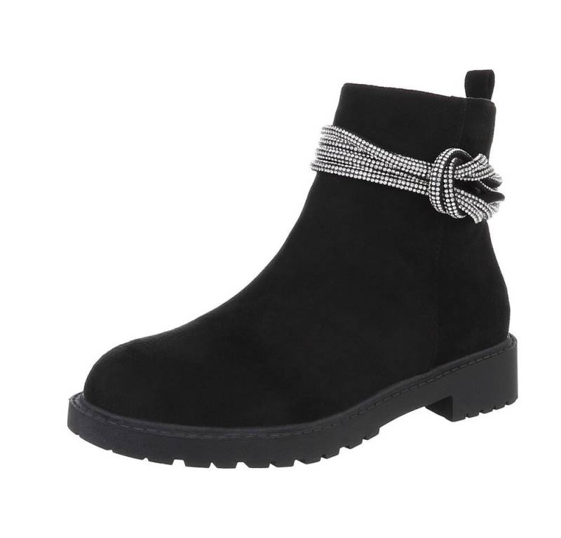 Ital-Design Damen Freizeit Stiefelette (87108776) Blockabsatz Flache Stiefeletten in Schwarz von Ital-Design