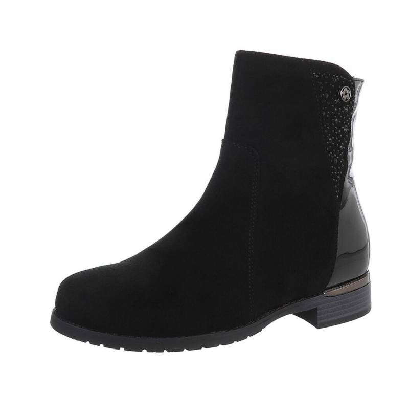 Ital-Design Damen Freizeit Stiefelette (87108824) Blockabsatz Flache Stiefeletten in Schwarz von Ital-Design