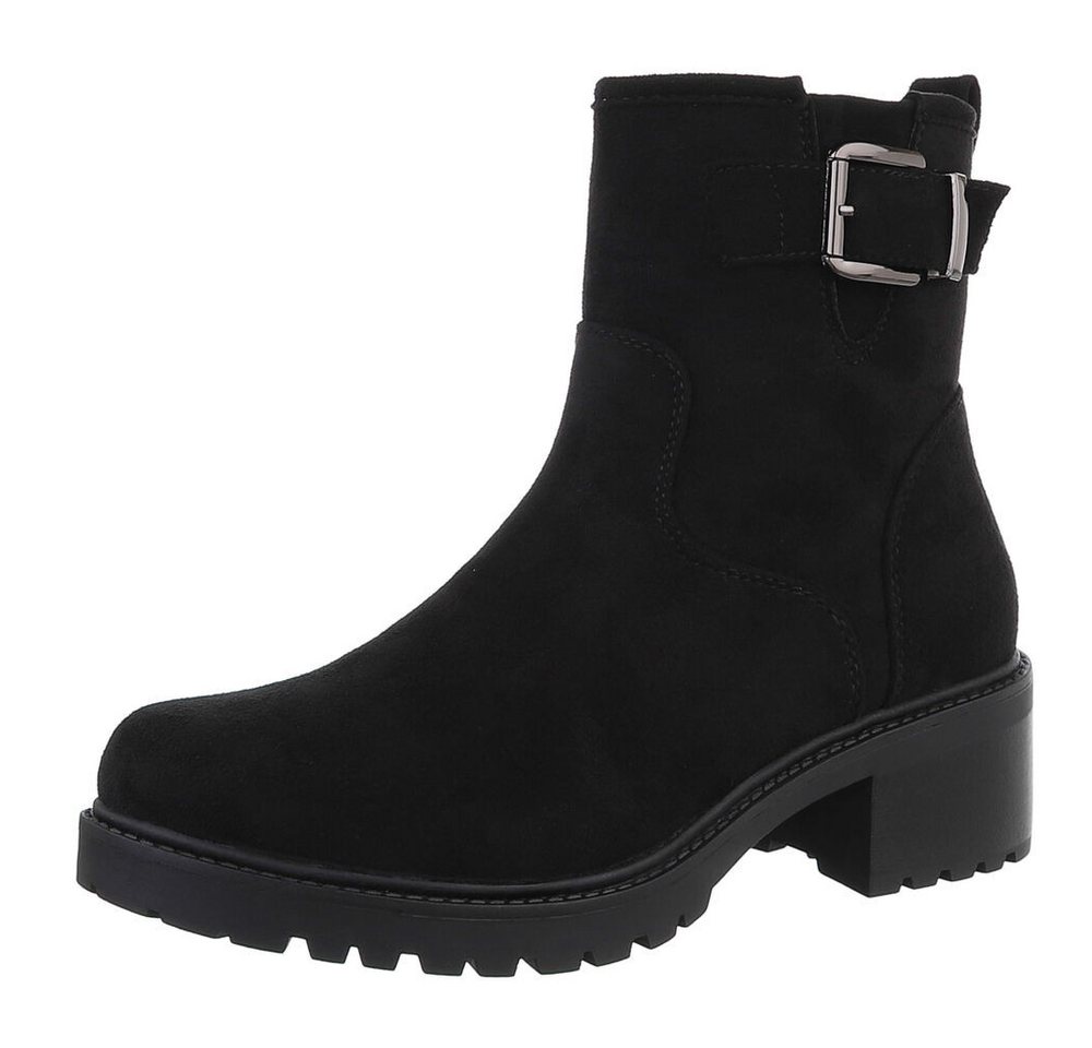 Ital-Design Damen Freizeit Stiefelette (87740240) Blockabsatz Stiefeletten in Schwarz von Ital-Design