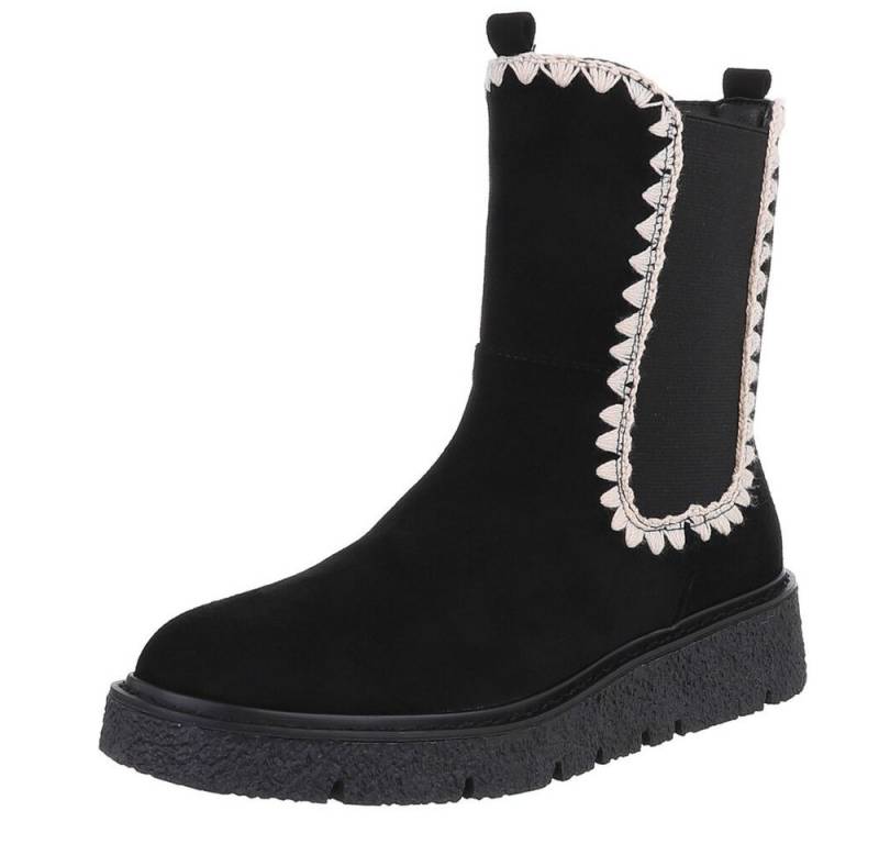 Ital-Design Damen Freizeit Stiefelette (88460361) Keilabsatz/Wedge Keilstiefeletten in Schwarz von Ital-Design