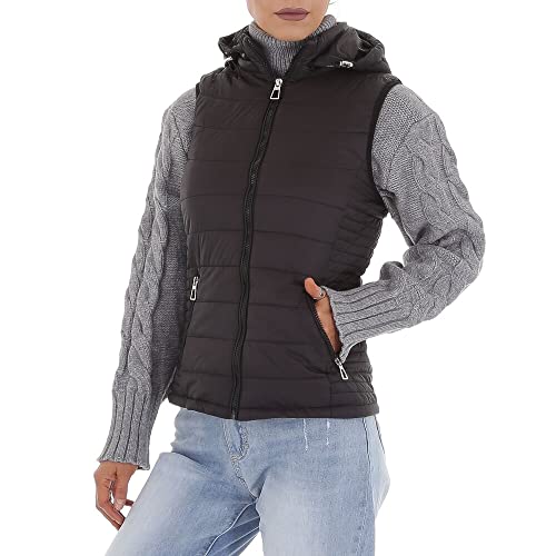 Ital Design Damen GEFÜTTERT KAPUZE (ABNEHMBAR) REISSVERSCHLUSS JACKE White ICY Gr. 2XL Schwarz von Ital Design