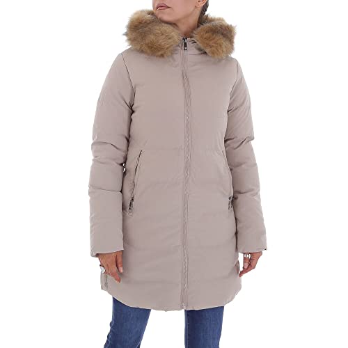 Ital Design Damen GEFÜTTERT Kapuze DEKOFELL Reissverschluss Jacke Nature Gr. XL Beige von Ital Design