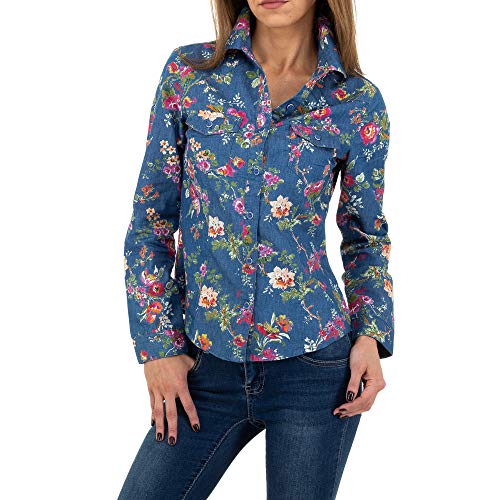 Ital Design Damen GEMUSTERTE Jeans HEMDBLUSE M.Sara Denim Gr. S Hellblau von Ital Design