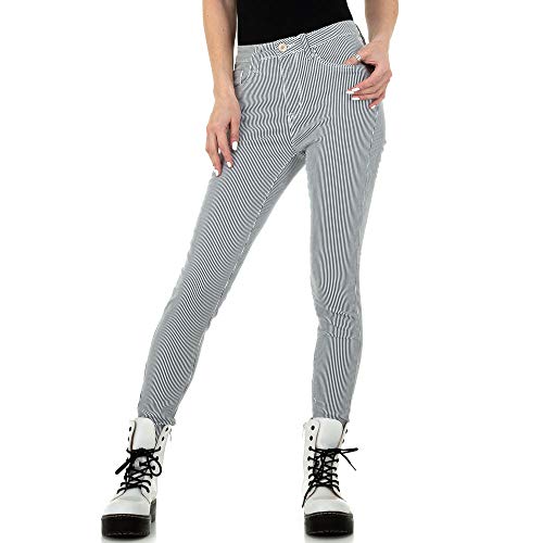 Ital Design Damen GESTREIFTE HIGH Waist Skinny Jeans Redial Denim Paris Gr. M/38 Weiß von Ital Design