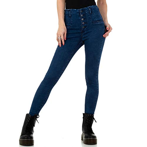 Ital Design Damen HIGH Waist Skinny Jeans M.Sara Denim Gr. 27 Dunkelblau von Ital Design