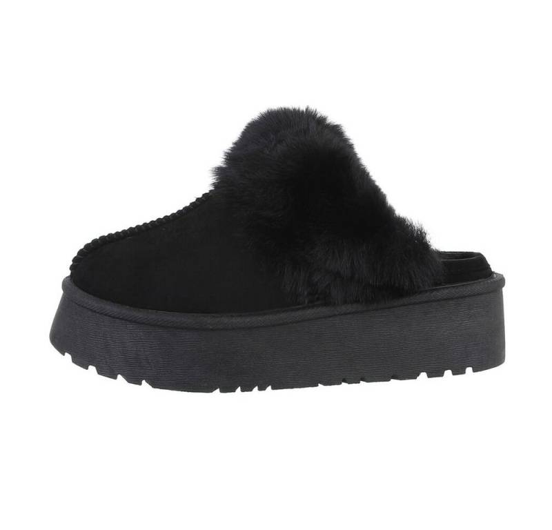 Ital-Design Damen Hausschuhe Freizeit Hausschuh (84337928) Flach Hausschuhe in Schwarz von Ital-Design