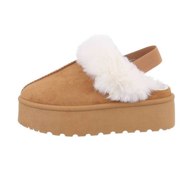 Ital-Design Damen Hausschuhe Freizeit Hausschuh (85080804) Flach Hausschuhe in Camel von Ital-Design
