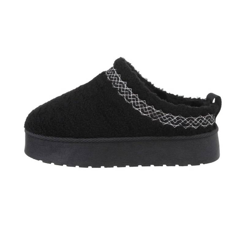 Ital-Design Damen Hausschuhe Freizeit Hausschuh (85136020) Keilabsatz/Wedge Hausschuhe in Schwarz von Ital-Design