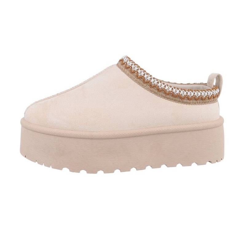 Ital-Design Damen Hausschuhe Freizeit Hausschuh (85856548) Flach Hausschuhe in Beige von Ital-Design