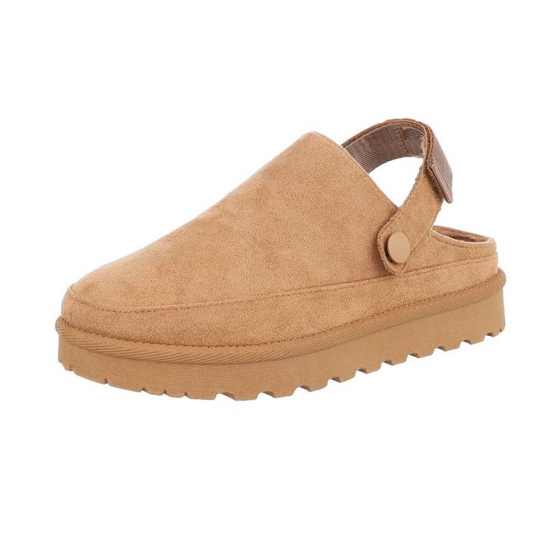 Ital-Design Damen Hausschuhe Freizeit Hausschuh (87118476) Flach Hausschuhe in Camel von Ital-Design
