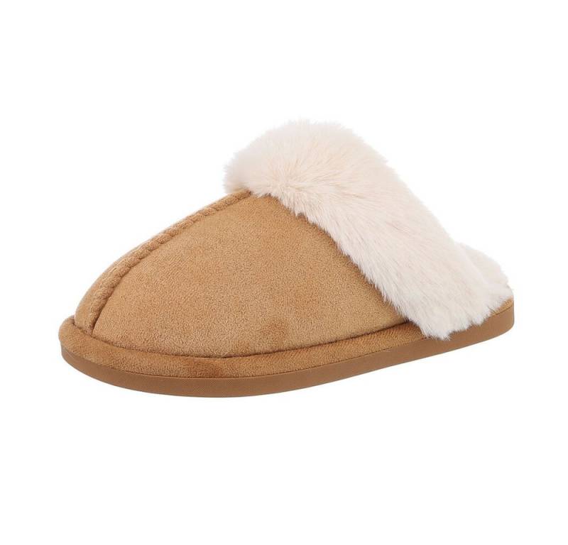 Ital-Design Damen Hausschuhe Freizeit Hausschuh (87284077) Flach Hausschuhe in Camel von Ital-Design
