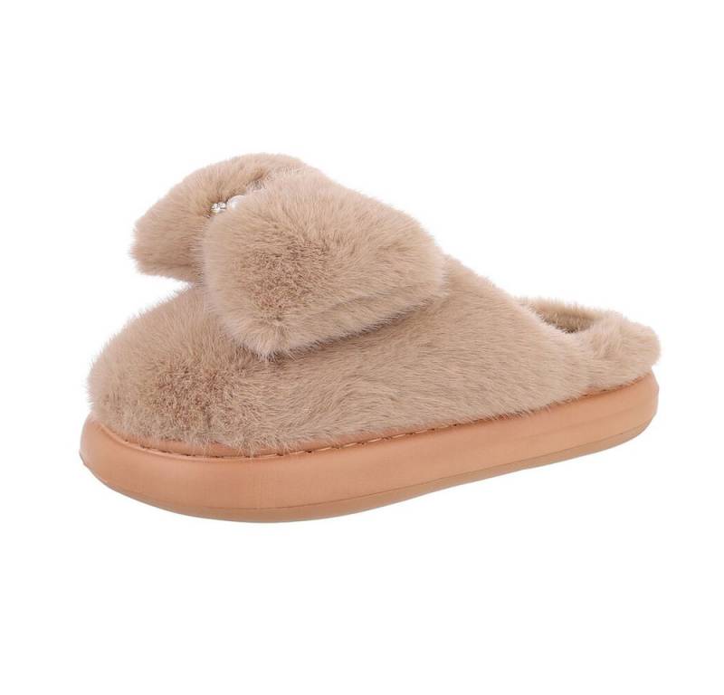 Ital-Design Damen Hausschuhe Freizeit Hausschuh (87284097) Flach Hausschuhe in Camel von Ital-Design