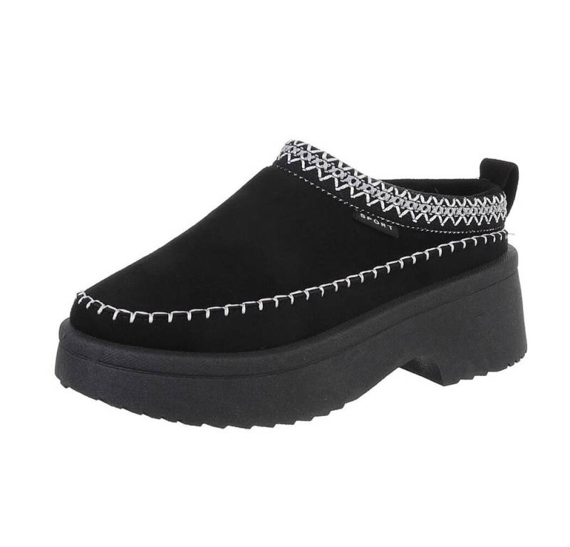 Ital-Design Damen Hausschuhe Freizeit Hausschuh (87284139) Blockabsatz Hausschuhe in Schwarz von Ital-Design