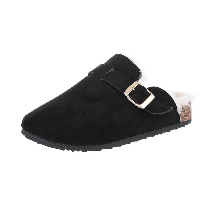 Ital-Design Damen Hausschuhe Freizeit Hausschuh (87417779) Flach Hausschuhe in Schwarz von Ital-Design