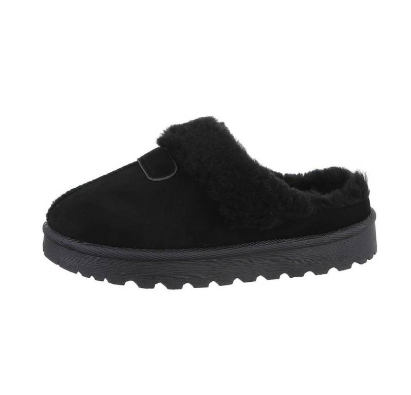 Ital-Design Damen Hausschuhe Freizeit Snowboots (84556790) Flach Hausschuhe in Schwarz von Ital-Design