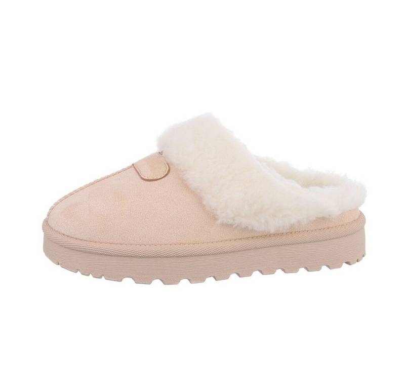 Ital-Design Damen Hausschuhe Freizeit Snowboots (84556796) Flach Hausschuhe in Beige von Ital-Design
