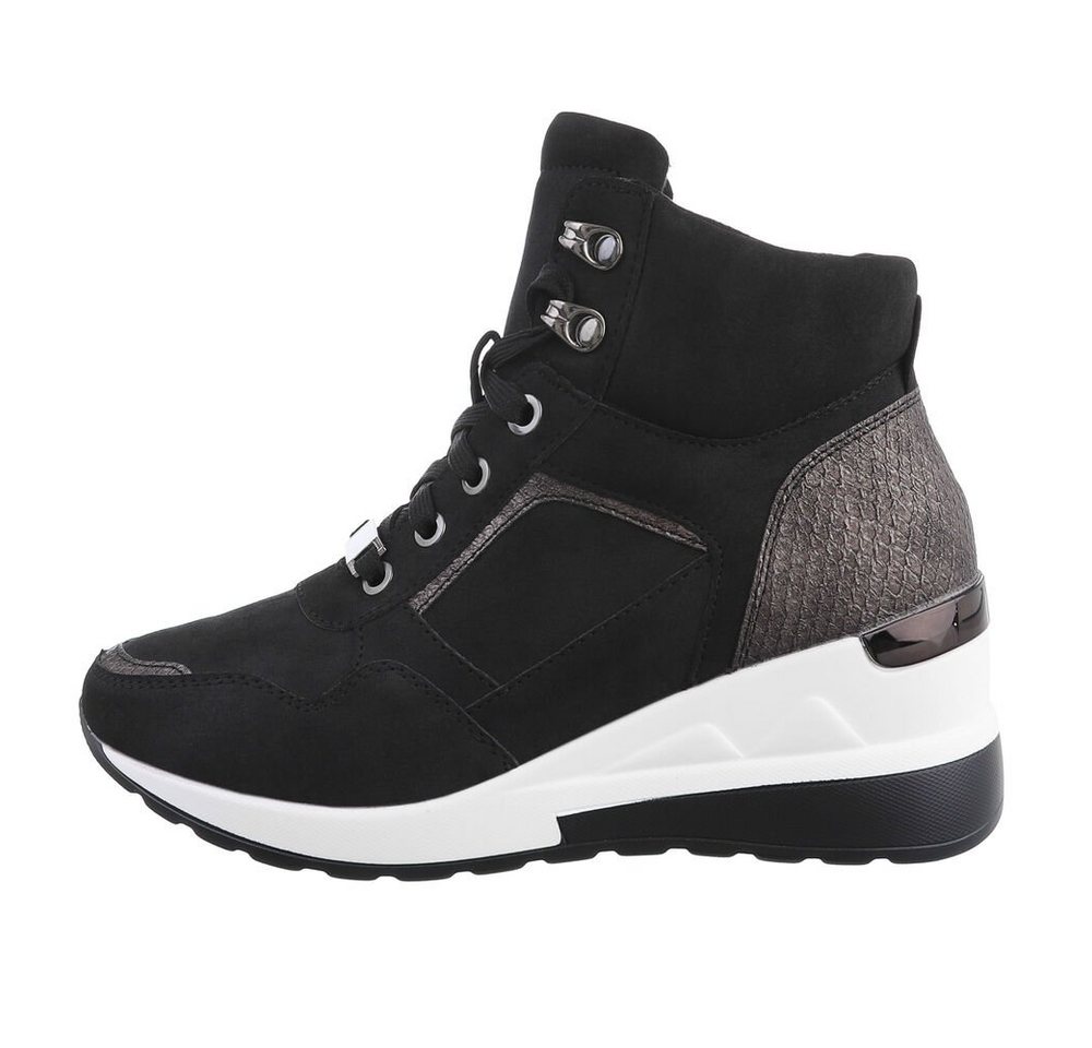 Ital-Design Damen High-Top Freizeit Sneakerboots (81440809) Keilabsatz/Wedge Sneakers High in Schwarz von Ital-Design