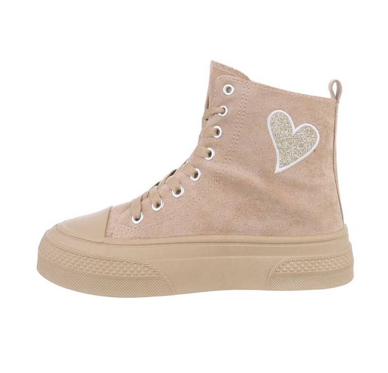 Ital-Design Damen High-Top Freizeit Sneakerboots (84323476) Keilabsatz/Wedge Sneakers High in Hellbraun von Ital-Design