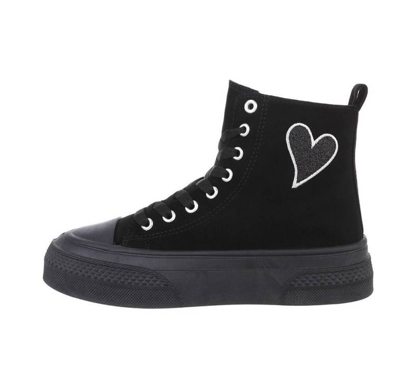 Ital-Design Damen High-Top Freizeit Sneakerboots (84323495) Keilabsatz/Wedge Sneakers High in Schwarz von Ital-Design
