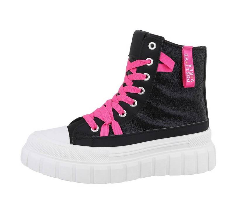 Ital-Design Damen High-Top Freizeit Sneakerboots (85255514) Flach Sneakers High in Schwarz von Ital-Design