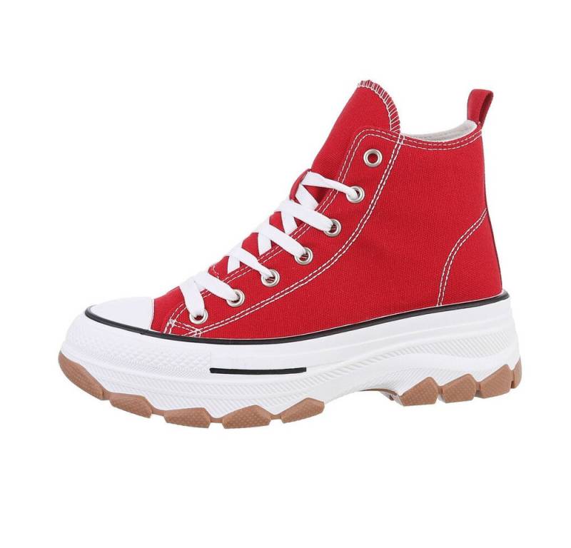 Ital-Design Damen High-Top Freizeit Sneakerboots (86016872) Flach Sneakers High in Rot von Ital-Design