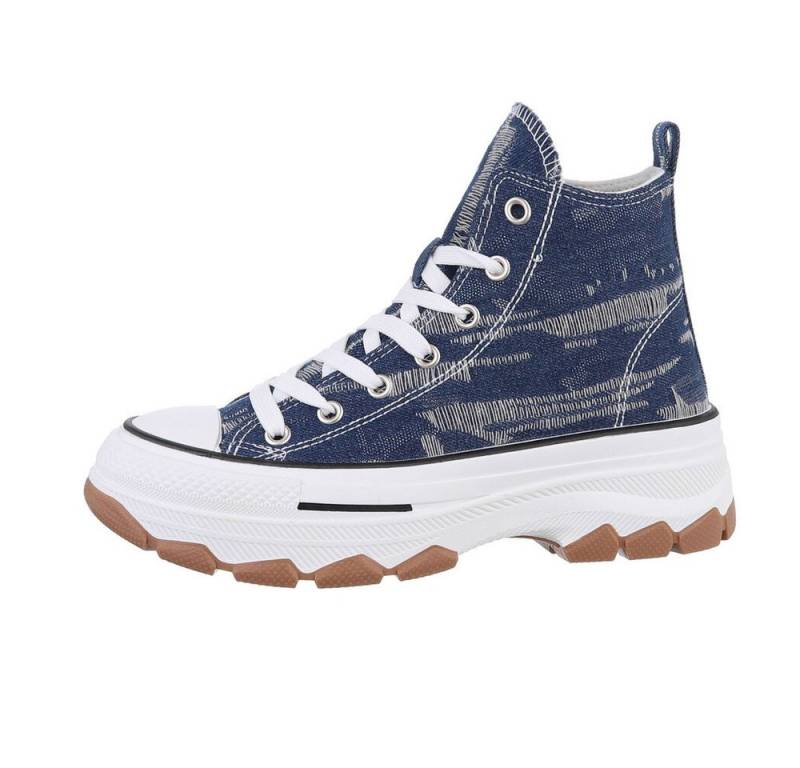Ital-Design Damen High-Top Freizeit Sneakerboots (86016886) Flach Sneakers High in Blau von Ital-Design