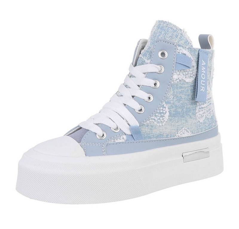 Ital-Design Damen High-Top Freizeit Sneakerboots (88460310) Keilabsatz/Wedge Sneakers High in Hellblau von Ital-Design