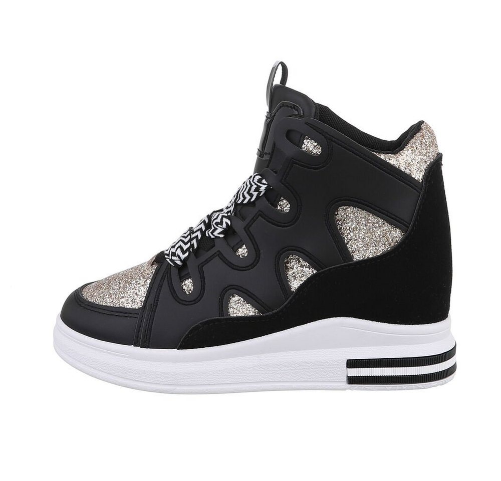 Ital-Design Damen High-Top Freizeit Sneakerboots Keilabsatz/Wedge Sneakers High in Schwarz Ital-Design Damen High-Top Freizeit Sneakerboots Keilabsatz/Wedge Sneakers High in Schwarz von Ital-Design