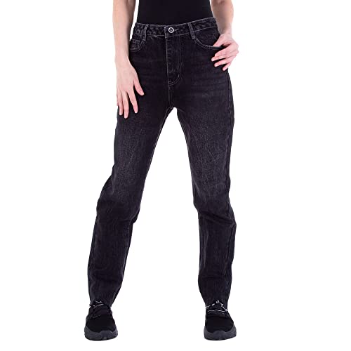 Ital Design Damen Jeansstoff KNÖPFE Reissverschluss Jeans Laulia Gr. M/38 Schwarz von Ital Design