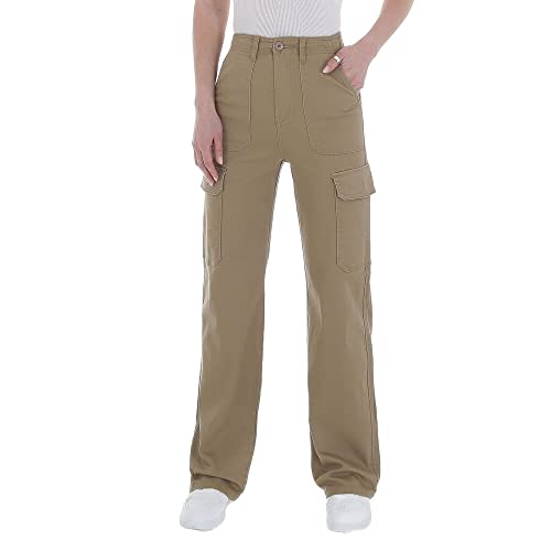 Ital Design Damen KNÖPFE Reissverschluss Hose Laulia Gr. L/40 Beige von Ital Design