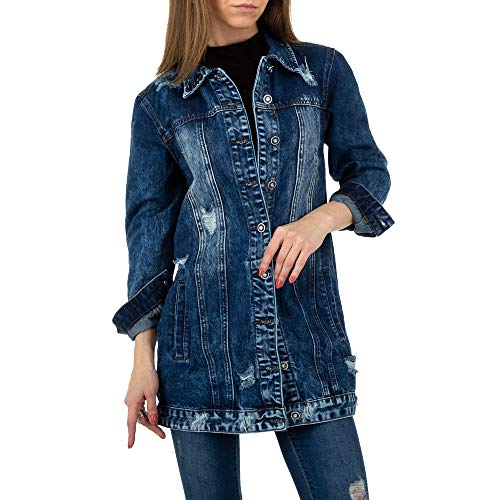 Ital Design Damen LANGE DESTROYED JEANS JACKE M.Sara Denim Gr. S Blau von Ital Design