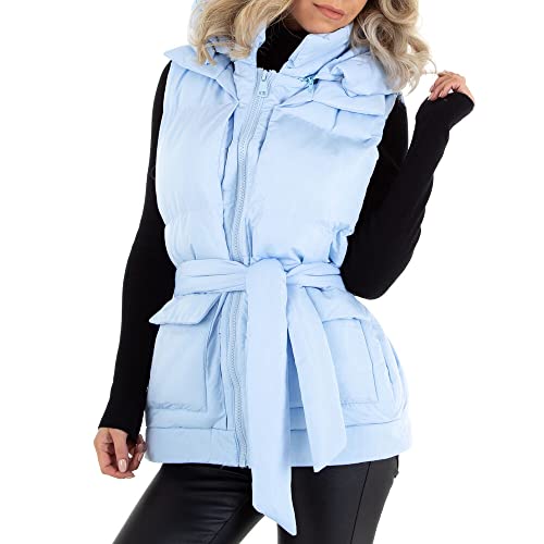 Ital Design Damen LEICHT GEFÜTTERT KAPUZE (ABNEHMBAR) GÜRTEL JACKE Gr. S Blau von Ital Design