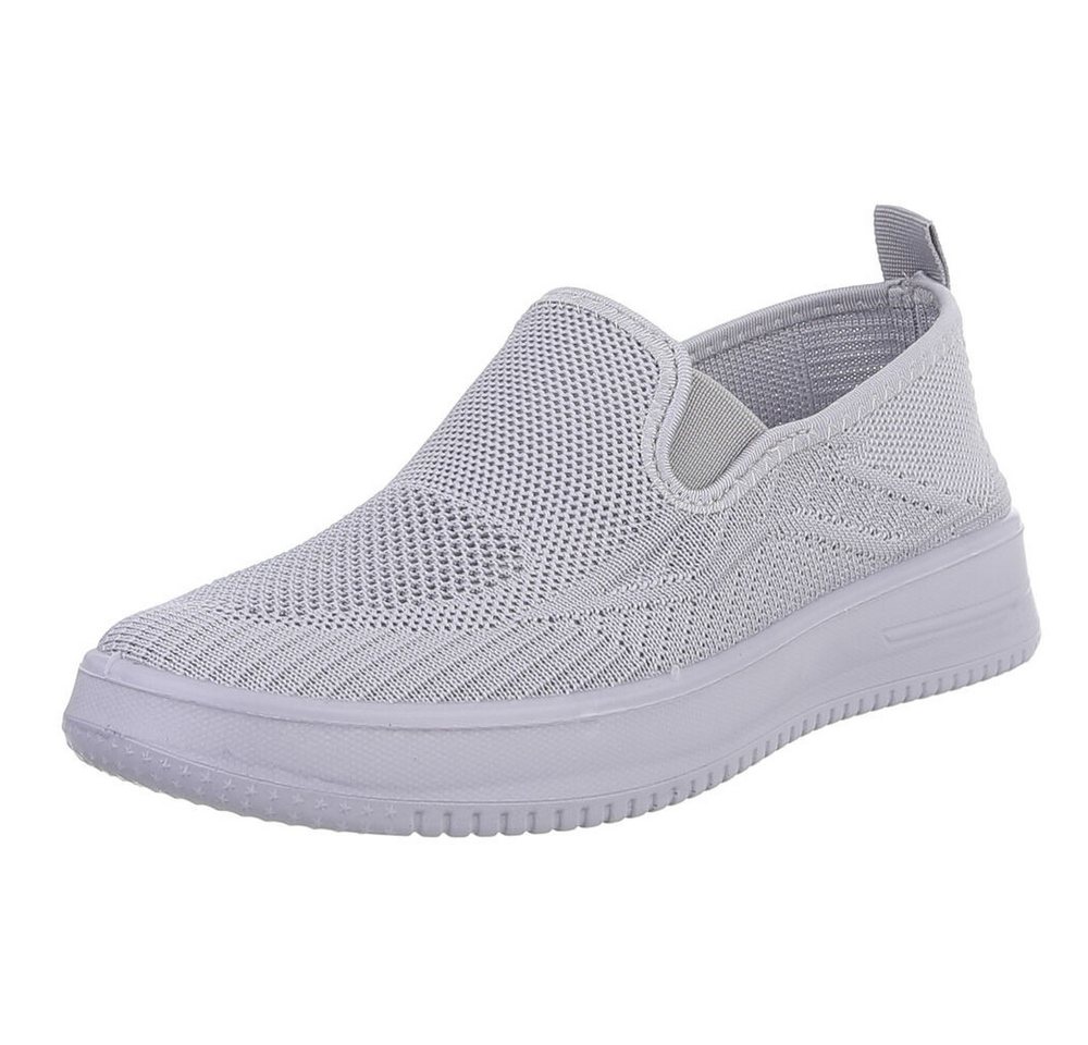 Ital-Design Damen Low-Top Freizeit Slipper (88843562) Flach Sneakers Low in Hellgrau von Ital-Design