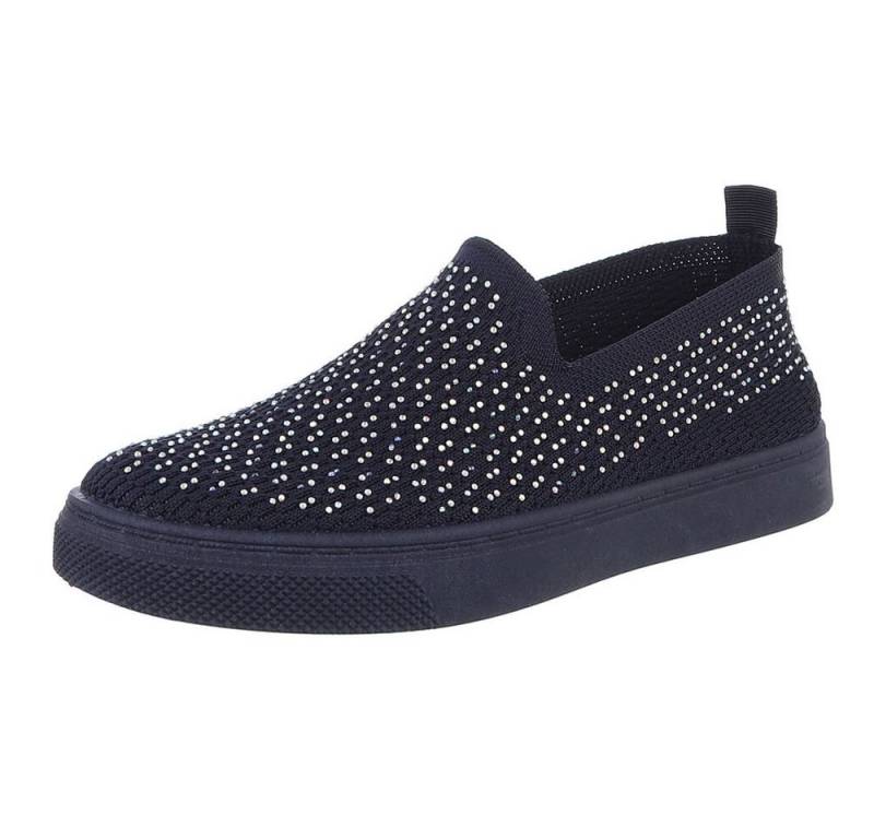 Ital-Design Damen Low-Top Freizeit Slipper (88843588) Flach Sneakers Low in Dunkelblau von Ital-Design