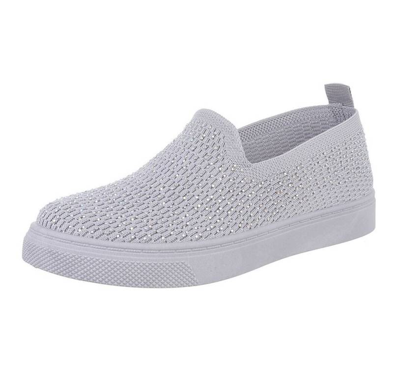 Ital-Design Damen Low-Top Freizeit Slipper (88843603) Flach Sneakers Low in Hellgrau von Ital-Design