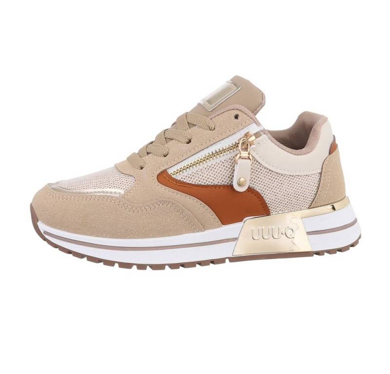 Ital-Design Damen Low-Top Freizeit Sneaker (85878166) Flach Sneakers Low in Hellbraun von Ital-Design