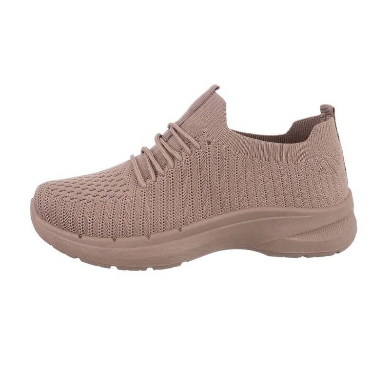 Ital-Design Damen Low-Top Freizeit Sneaker (85878543) Flach Sneakers Low in Hellbraun von Ital-Design