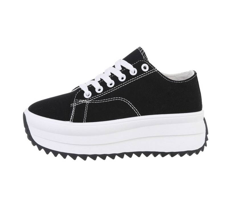 Ital-Design Modischer Plateau Sneaker für Damen in Schwarz Sneaker (85960139) Flach Sneakers Low in Schwarz von Ital-Design