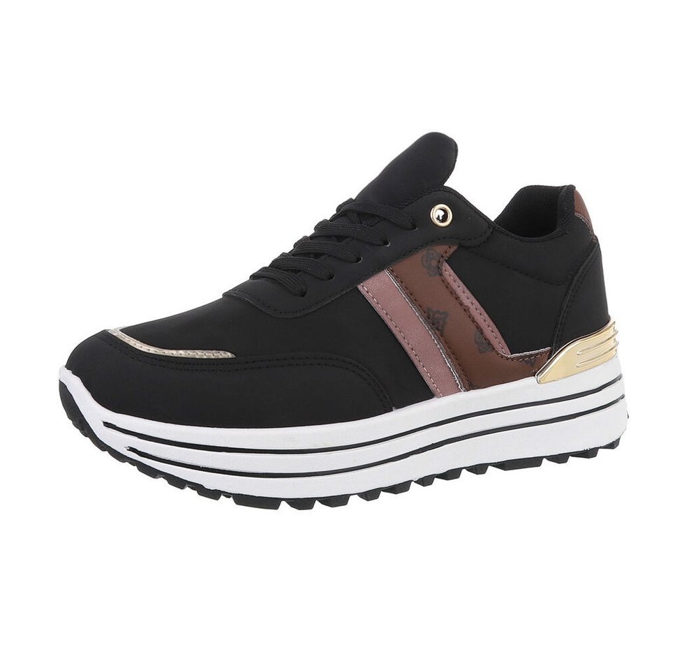 Ital-Design Damen Low-Top Freizeit Sneaker (86188011) Keilabsatz/Wedge Sneakers Low in Schwarz von Ital-Design