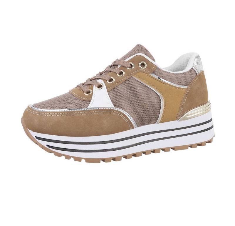 Ital-Design Damen Low-Top Freizeit Sneaker (86188191) Keilabsatz/Wedge Sneakers Low in Hellbraun von Ital-Design