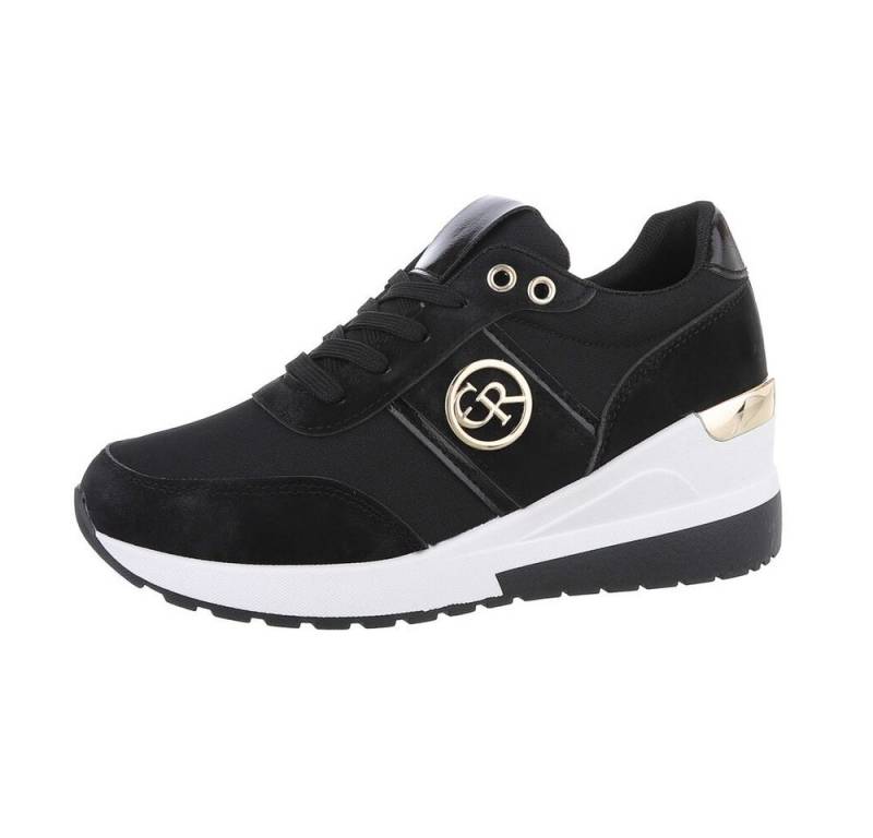 Ital-Design Damen Low-Top Freizeit Sneaker (86188220) Keilabsatz/Wedge Sneakers Low in Schwarz von Ital-Design