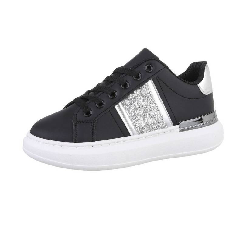 Ital-Design Damen Low-Top Freizeit Sneaker (86344949) Flach Sneakers Low in Schwarz von Ital-Design