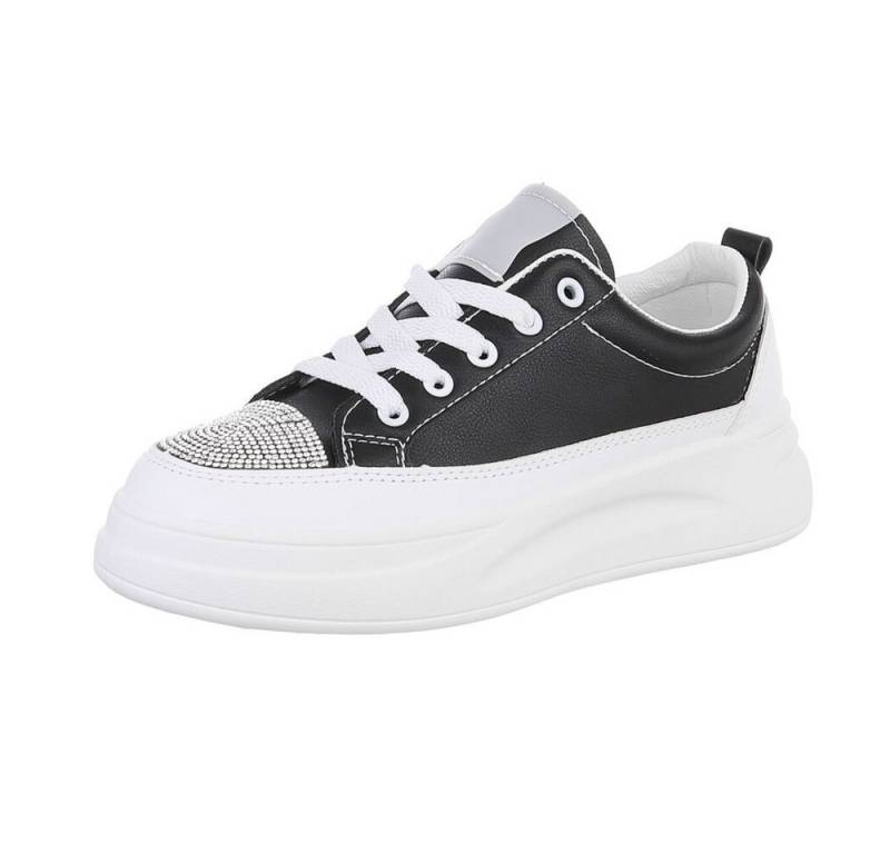Ital-Design Damen Low-Top Freizeit Sneaker (87118414) Keilabsatz/Wedge Sneakers Low in Schwarz von Ital-Design