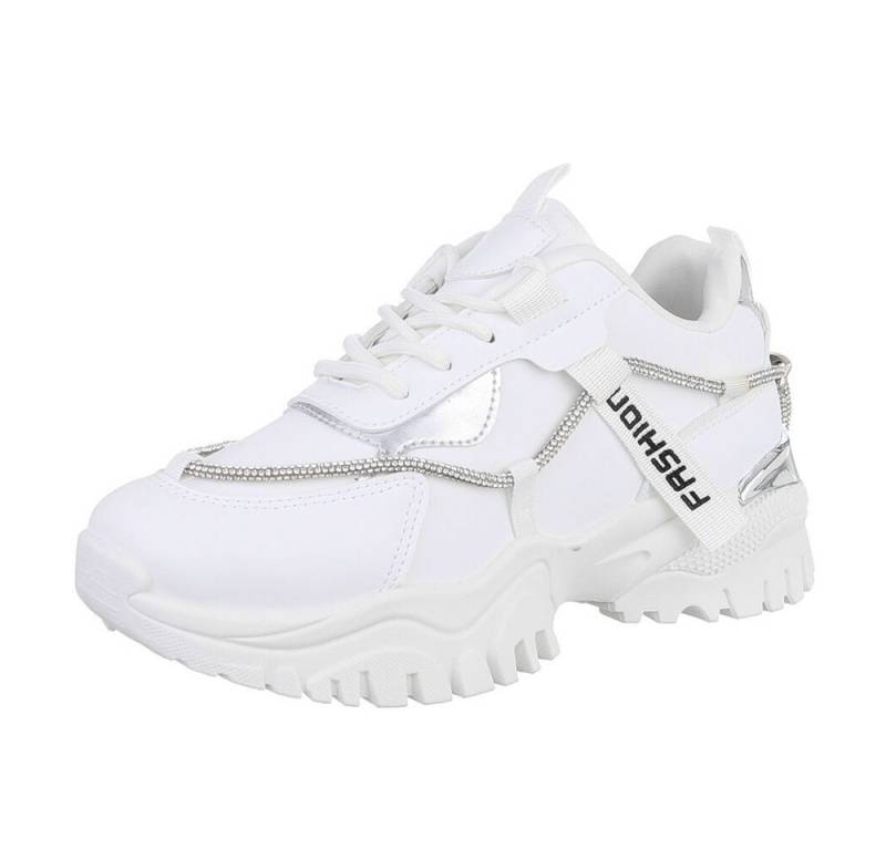 Ital-Design Damen Low-Top Freizeit Sneaker (87284015) Keilabsatz/Wedge Sneakers Low in Weiß von Ital-Design