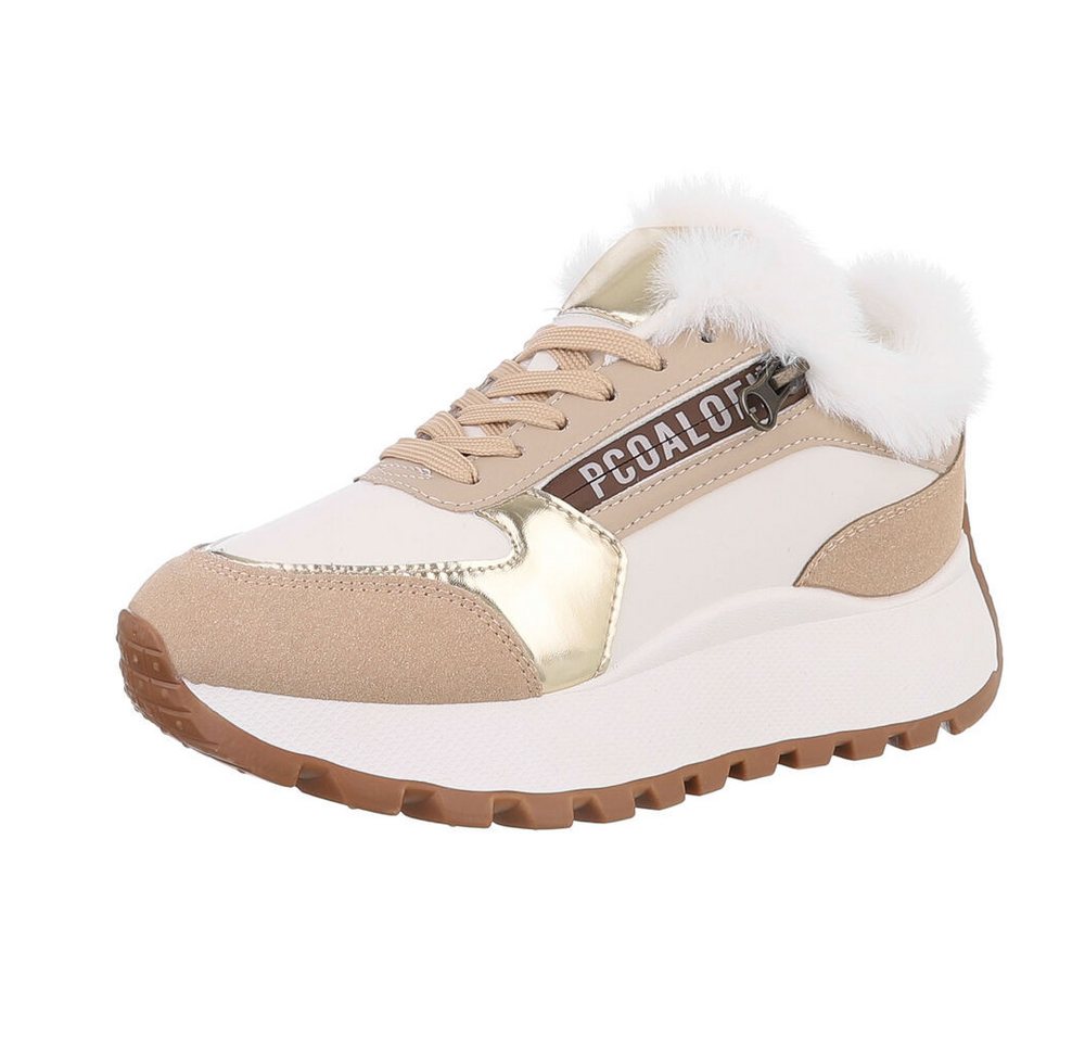 Ital-Design Damen Low-Top Freizeit Sneaker (87475187) Keilabsatz/Wedge Sneakers Low in Beige von Ital-Design