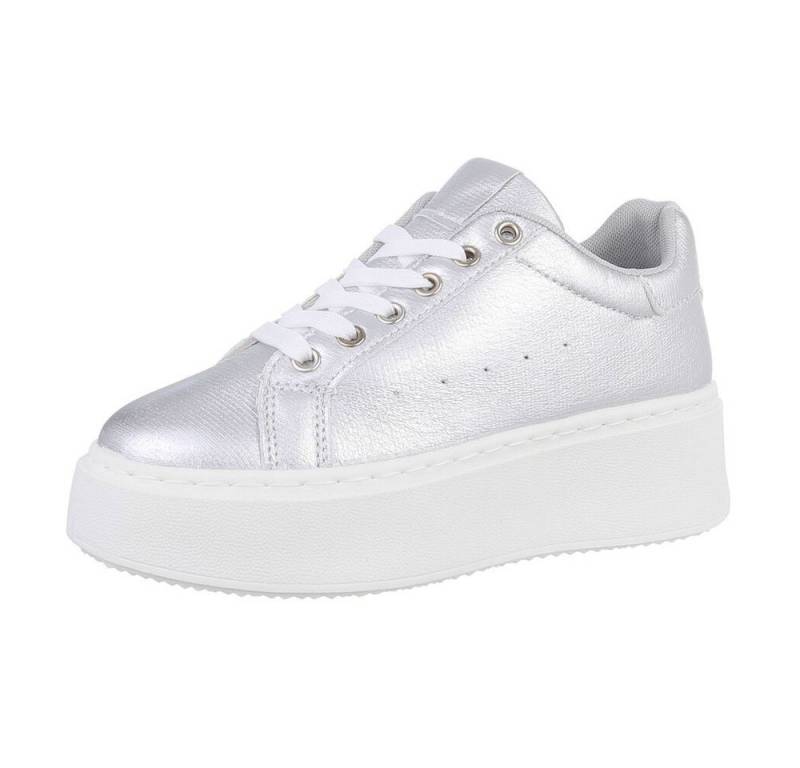 Ital-Design Damen Low-Top Freizeit Sneaker (87531704) Keilabsatz/Wedge Sneakers Low in Silber von Ital-Design